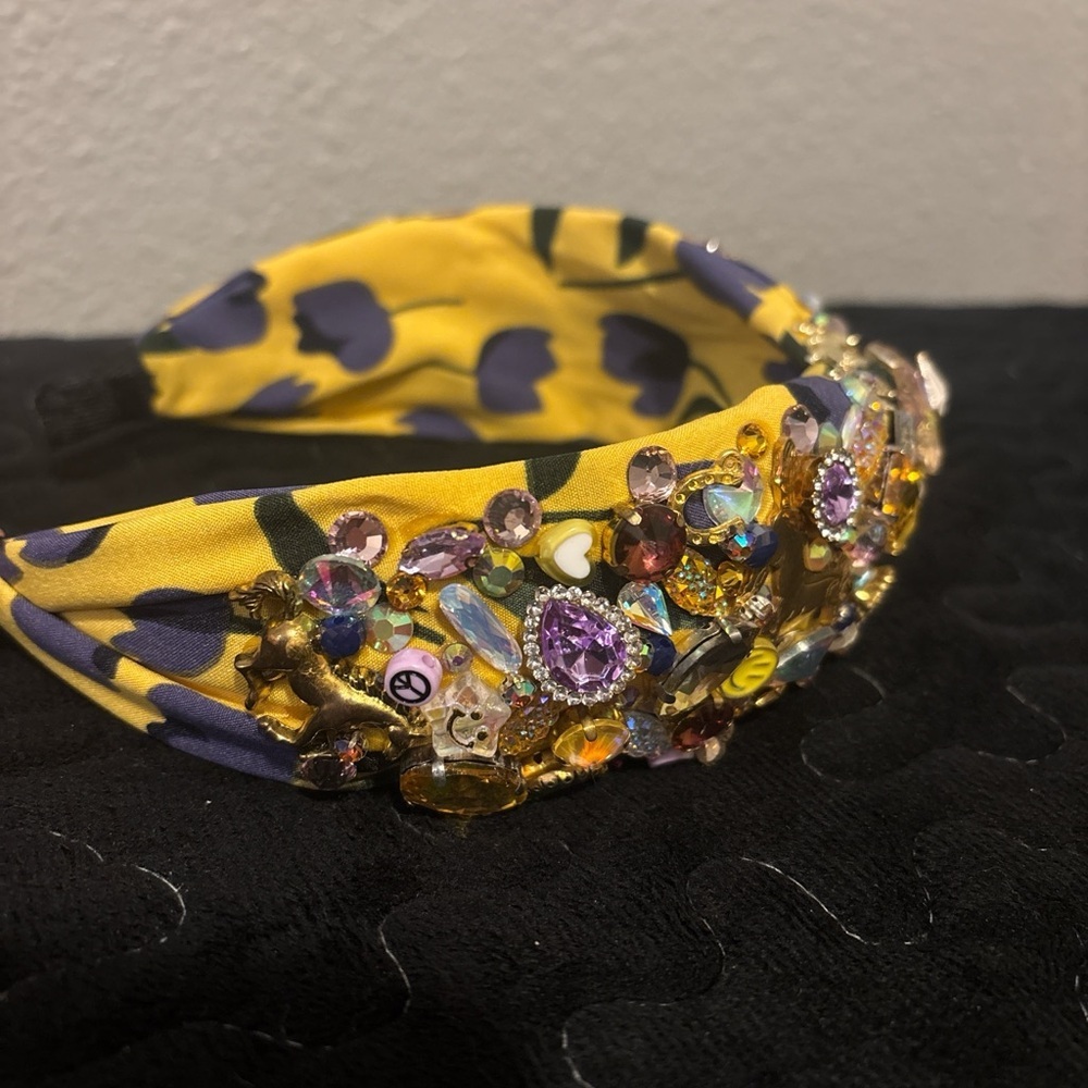 Elegant Floral Yellow and Purple Headband - Picture 8 of 17